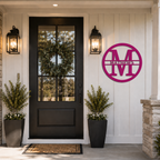 Round Metal Wall Sign with Family Name for Gate and Door Decor