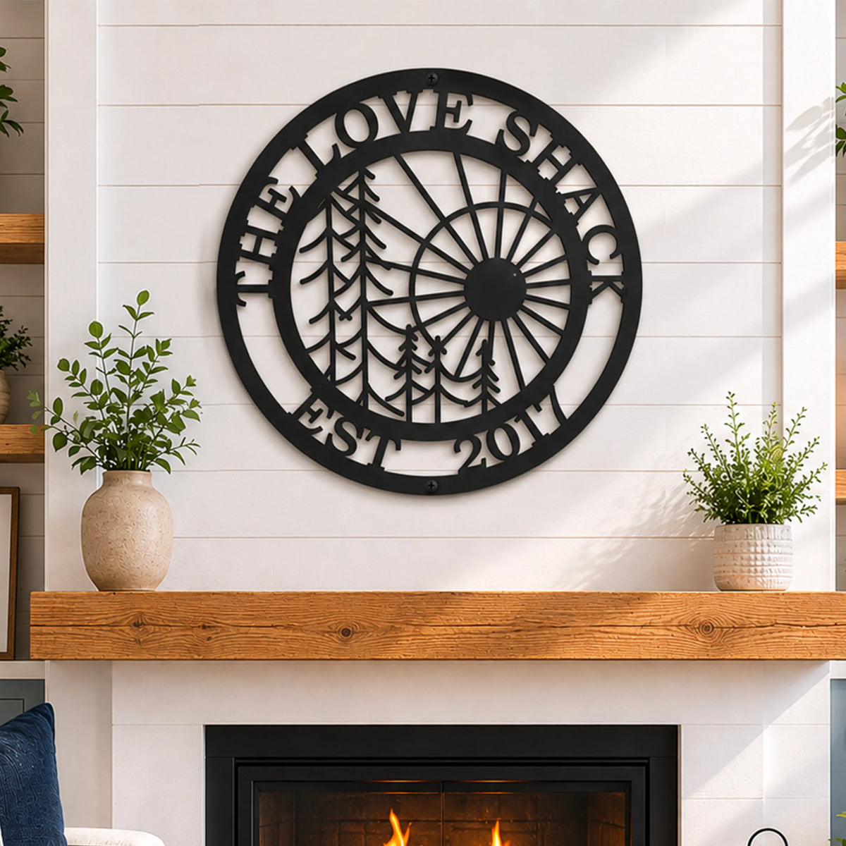 Personalized Sun Tree Metal Sign - Laser Cut Last Name Sign