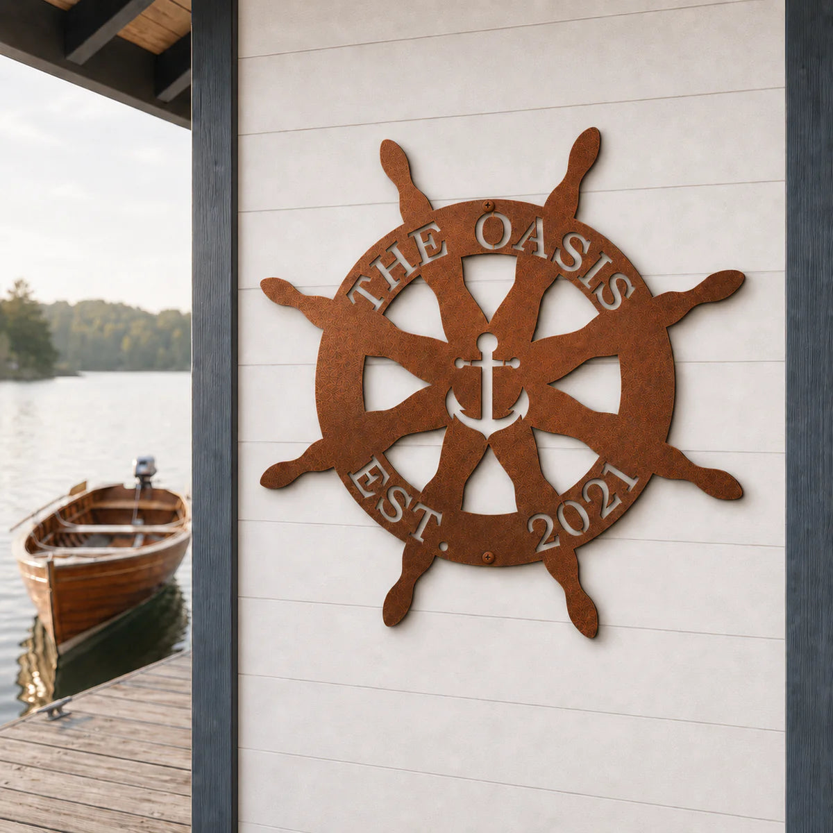 Personalized Metal Anchor Sign for Nautical Home & Outdoor Decor