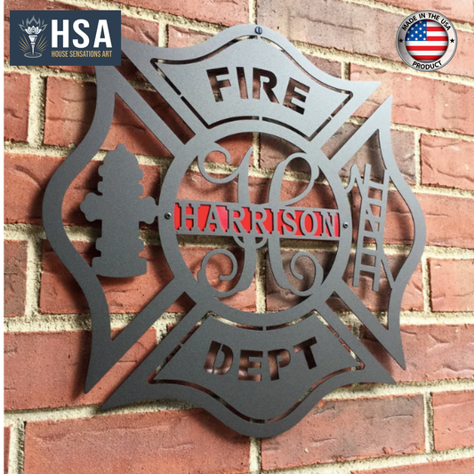 Firefighter Maltese Cross | Custom Metal Door Hanger Sign