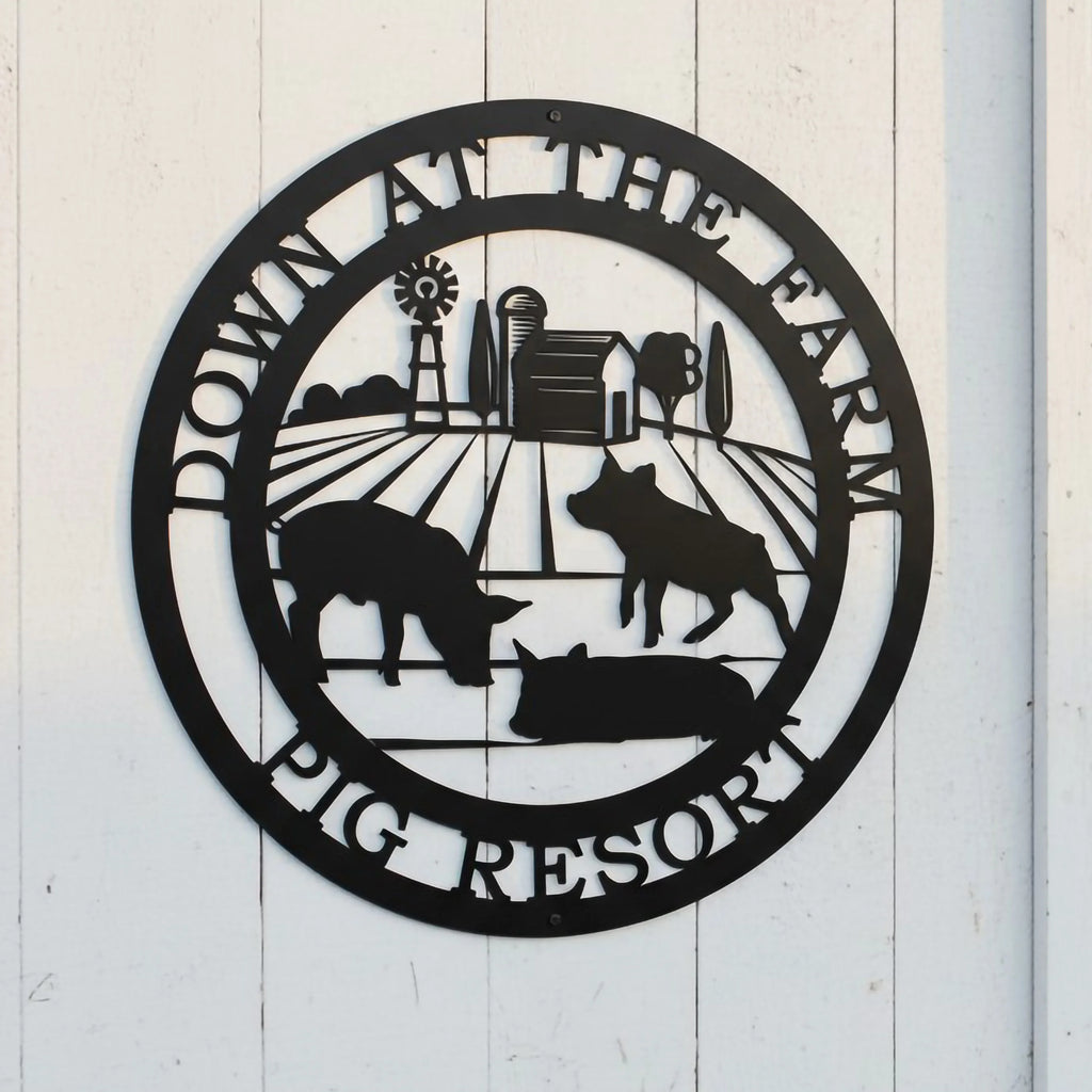 Custom Three Pigs Farm Sign — Personalized Rustic Home & Farm Decor