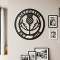 Señal metálica de cardo escocés para familias — Regalo de arte de pared con nombre personalizado