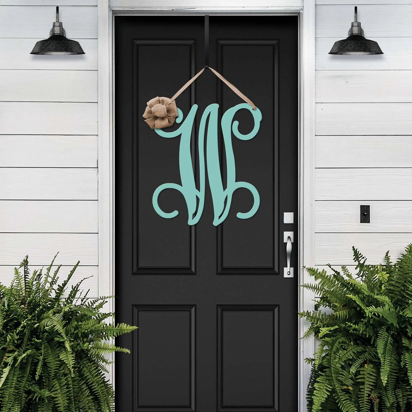 Metal Initial door wreath- Monogram Wreath