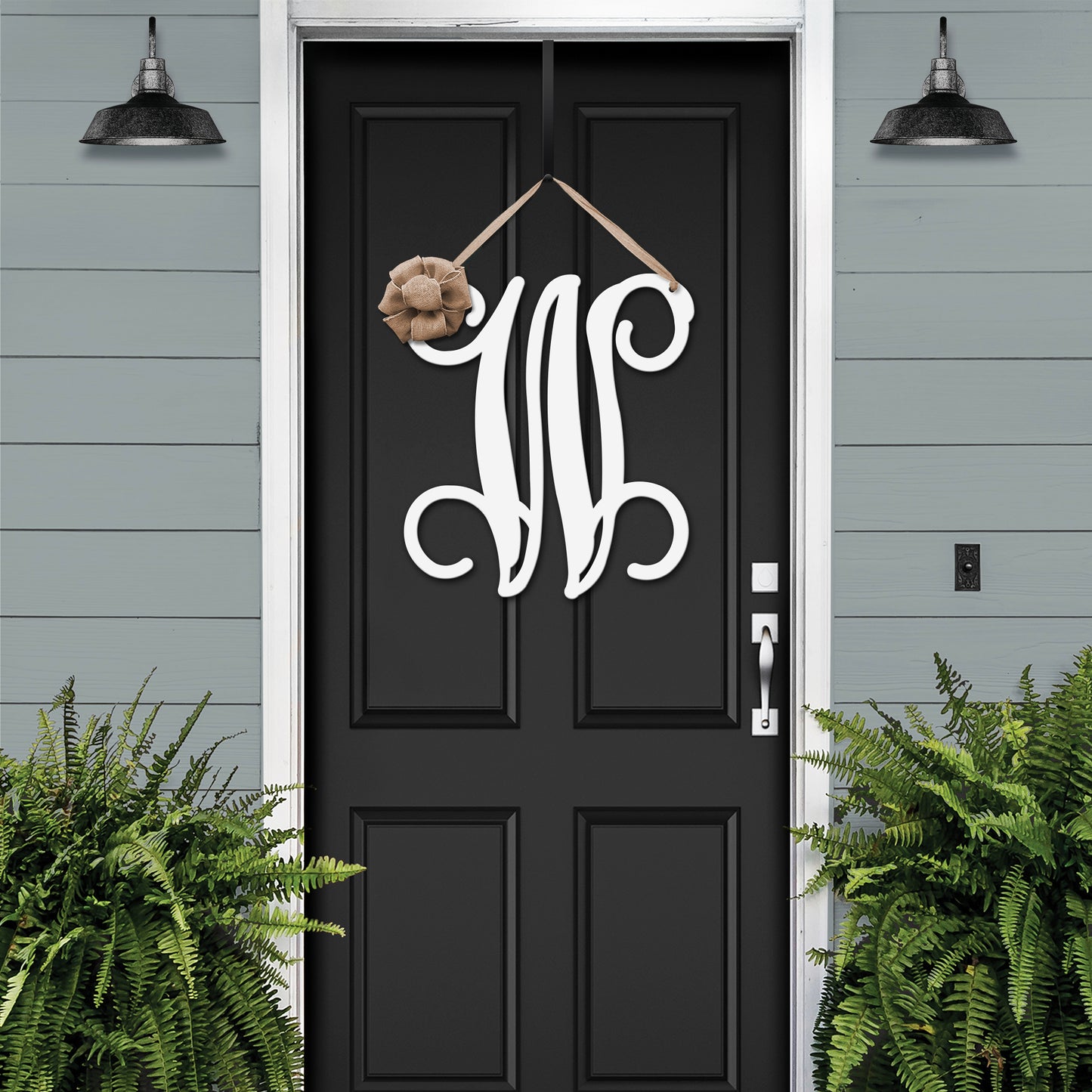 Metal Initial door wreath- Monogram Wreath