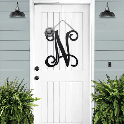 Metal Initial door wreath- Monogram Wreath