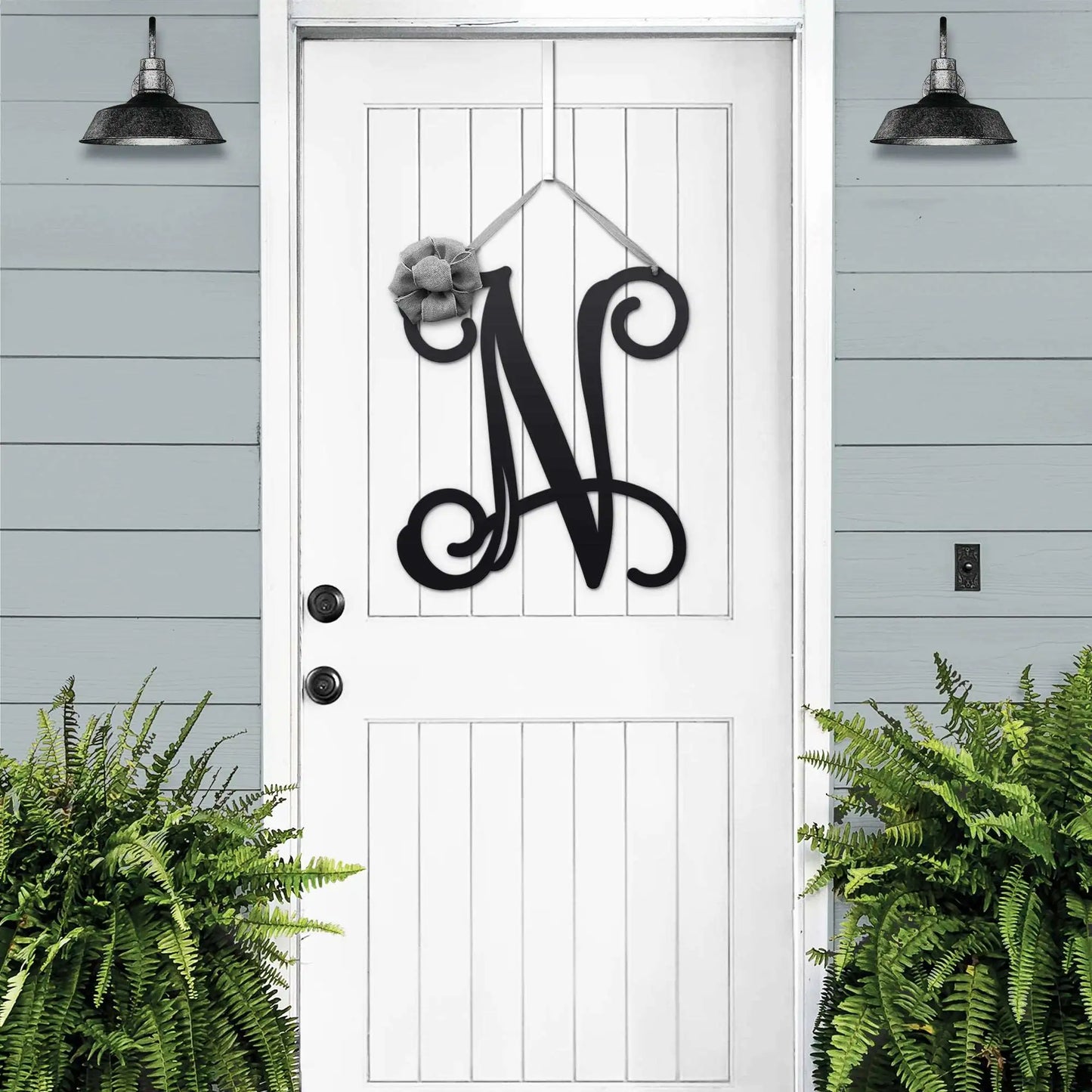 Metal Initial door wreath- Monogram Wreath Monogram House Sensations Art