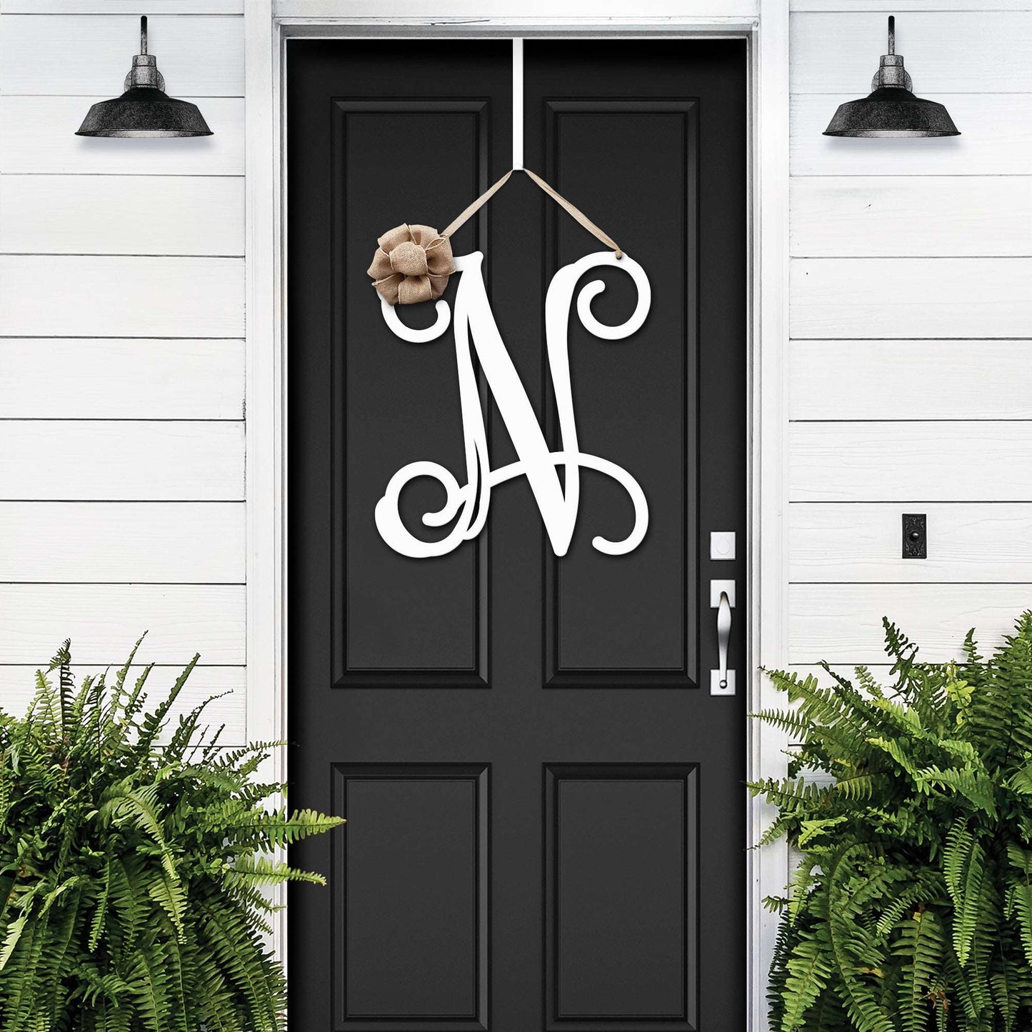 Metal Initial door wreath- Monogram Wreath Monogram House Sensations Art