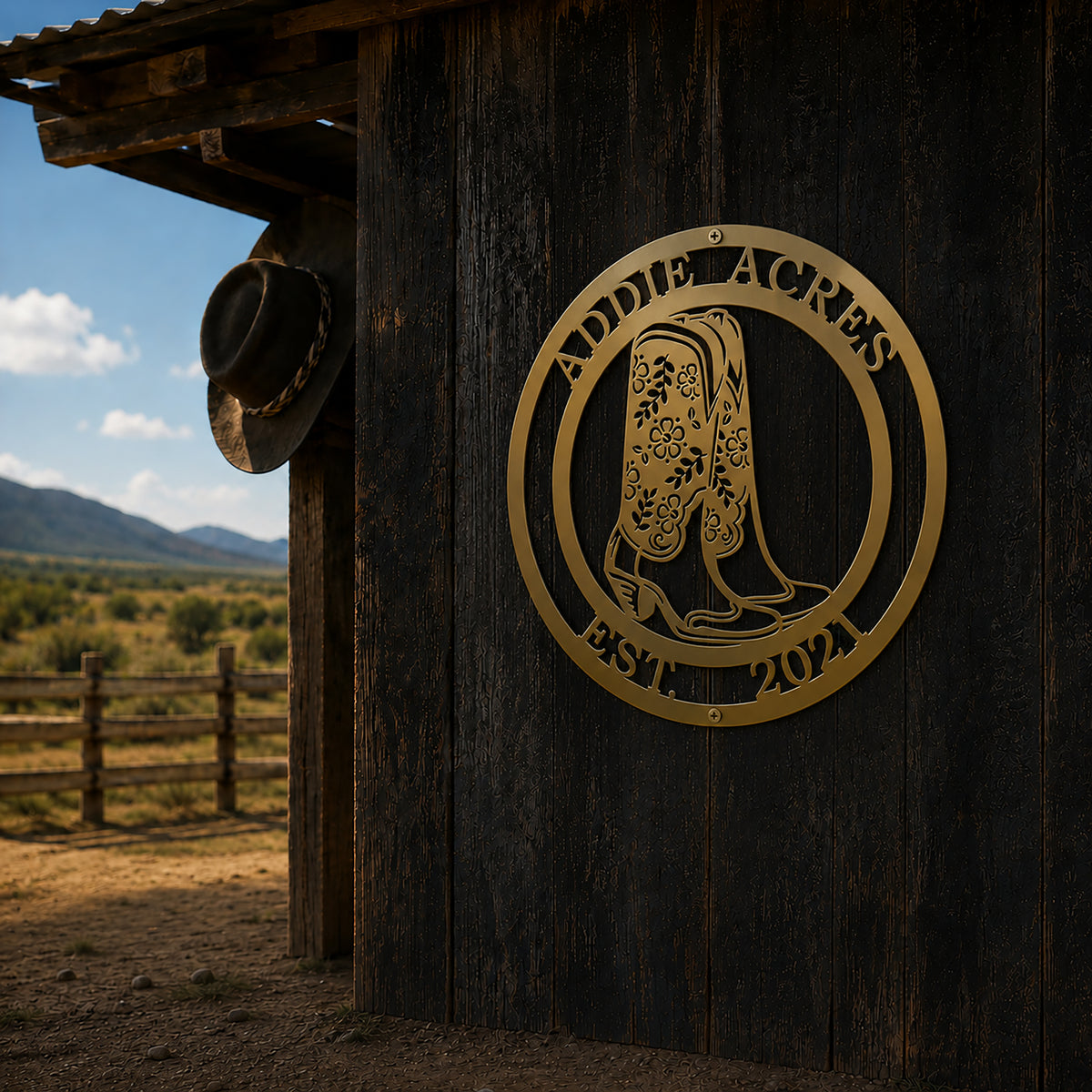 Personalized Cowgirl Boots Sign – Custom Rustic Western Wall Art & Family Decor