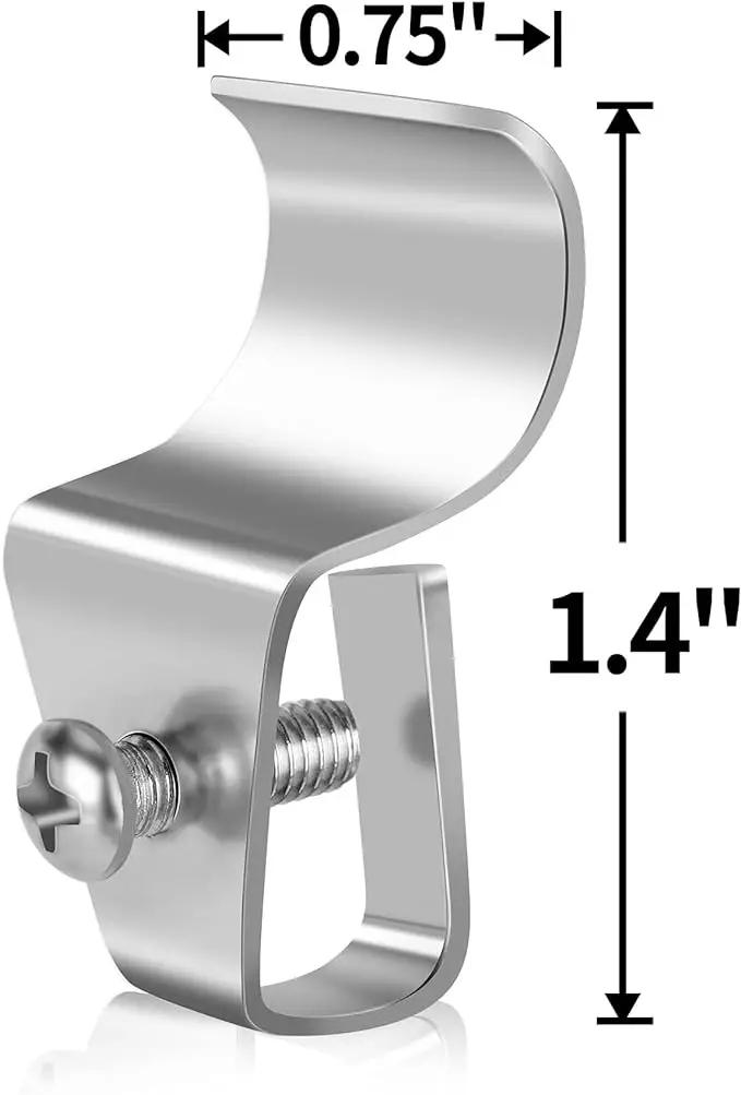 Metal clip with labeled dimensions on white background, showcasing hardware specifications for mounting and custom metal sign installations