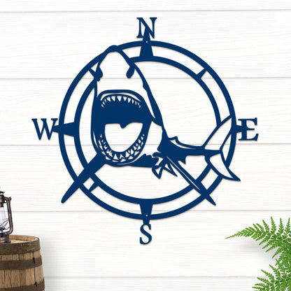 Personalized Great White Nautical Compass - Personalized Nautical Wall Art, Family Name & Date - Indoor Outdoor Metal Decor, Housewarming or Wedding Gift for Couples