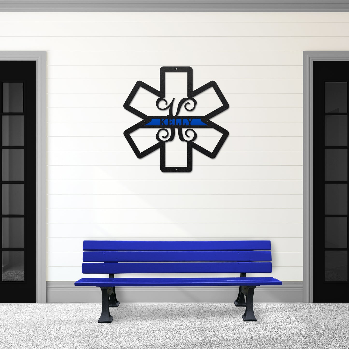 Personalized EMS Paramedic Star of Life Door Wreath – Custom Metal House Name Sign – Weather-Resistant Outdoor Address Signs for Firefighter, Home Décor & Housewarming Gift