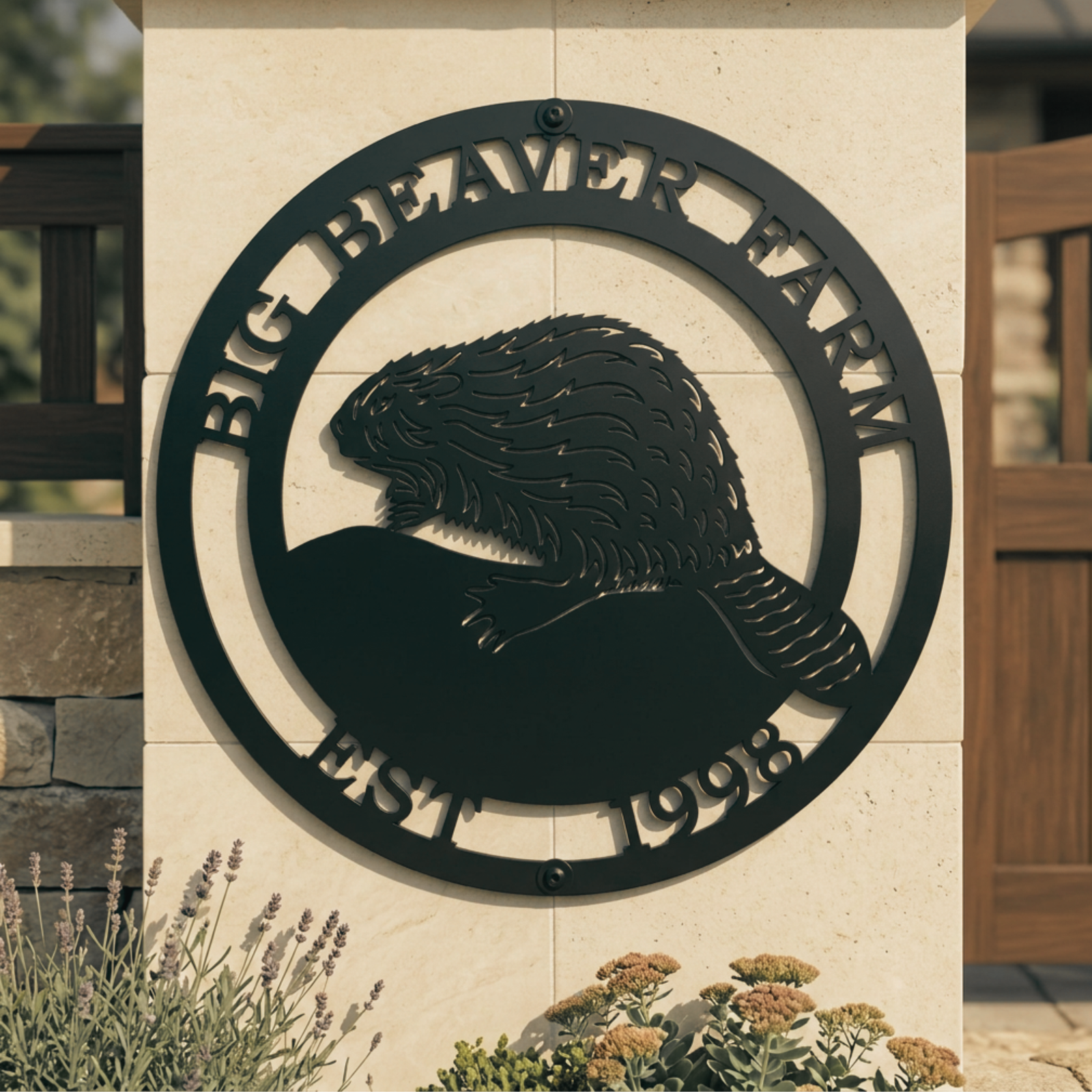 Woodland Beaver Sign for Rustic Cabin or Nature-Themed Decor