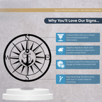 Personalized Compass with Anchor Sign – Custom Nautical Wall Decor