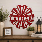 Letrero metálico de molino de viento personalizado - Decoración rústica de exterior