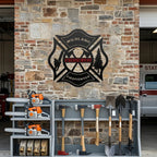 Letrero de metal personalizado con la Cruz de Malta para bomberos forestales