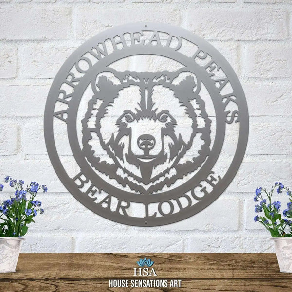 Metal Personalized Bear Ranch Farm Sign - Custom Metal House Number Plaque - Perfect for Outdoor Decor in Gardens, Yards, or Farms - Ideal Housewarming Gift for Animal Lovers