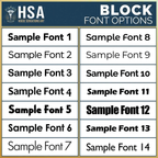 a collection of sample font options, including various font sizes and styles, presented in a block format.