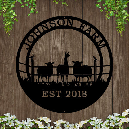 Alpaca and Sheep Ranch Metal Sign – Custom Outdoor Decor - HouseSensationsArt