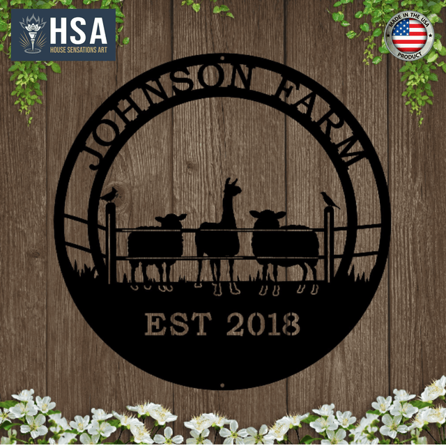 Alpaca and Sheep Ranch Metal Sign – Custom Outdoor Decor - HouseSensationsArt