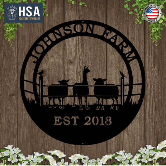 Alpaca and Sheep Ranch Metal Sign – Custom Outdoor Decor - HouseSensationsArt