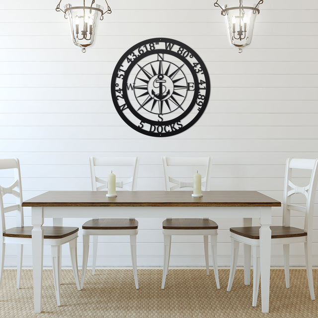 Anchor GPS Sign – Personalized Nautical Compass Decor for Marine - HouseSensationsArt