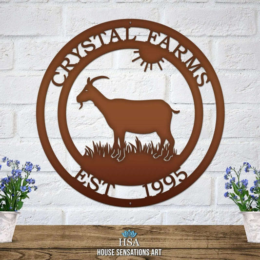 Goat Metal Farm Sign-Ranch Sign-HouseSensationsArt