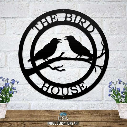 Black Bird Lover Yard or Garden Sign - Custom Metal House Number Plaque - Perfect for Outdoor Decor in Gardens, Yards, or Farms - Ideal Housewarming Gift for Animal Lovers - HouseSensationsArt