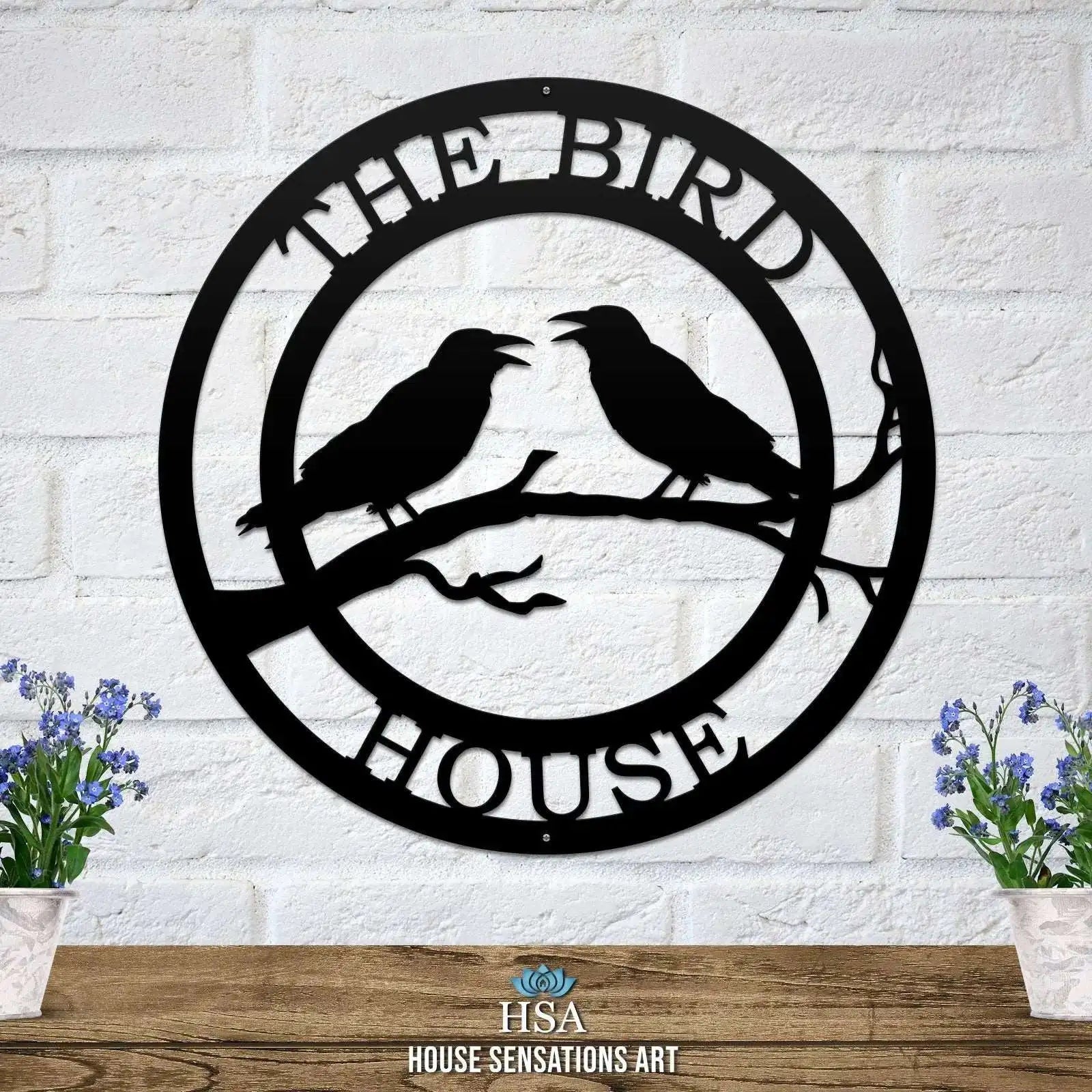 Black bird yard sign – custom laser cut house number plaque for front yard or garden outdoor decor