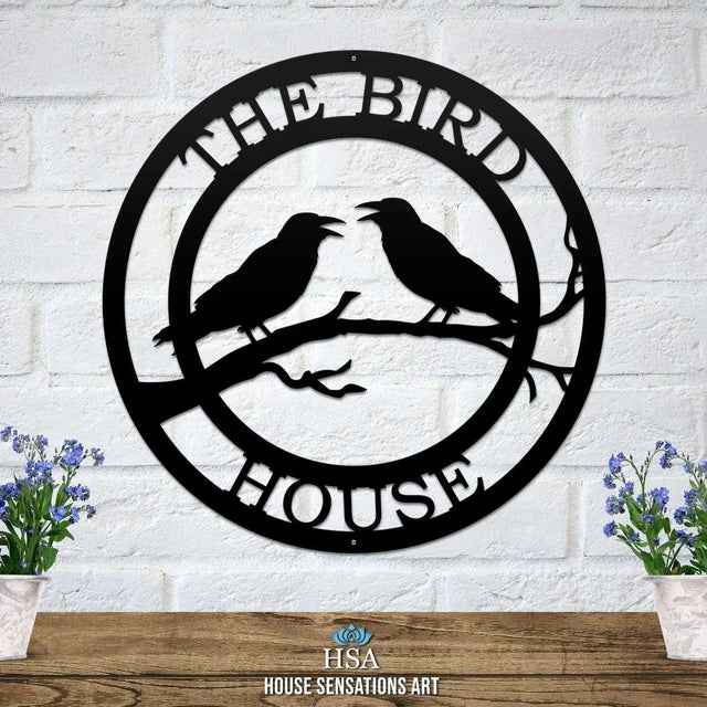 Black bird yard sign – custom laser cut house number plaque for front yard or garden outdoor decor