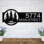 Evergreen trees monogram address plaque personalized for stylish home display