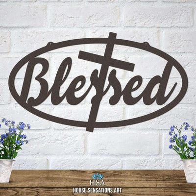 Blessed signs for wall decor – personalized family name metal sign for wedding gift or rustic farmhouse home accent