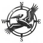 Blue Heron Compass Art – Coastal Metal Wall Decor | Weather Resistant Outdoor Sign