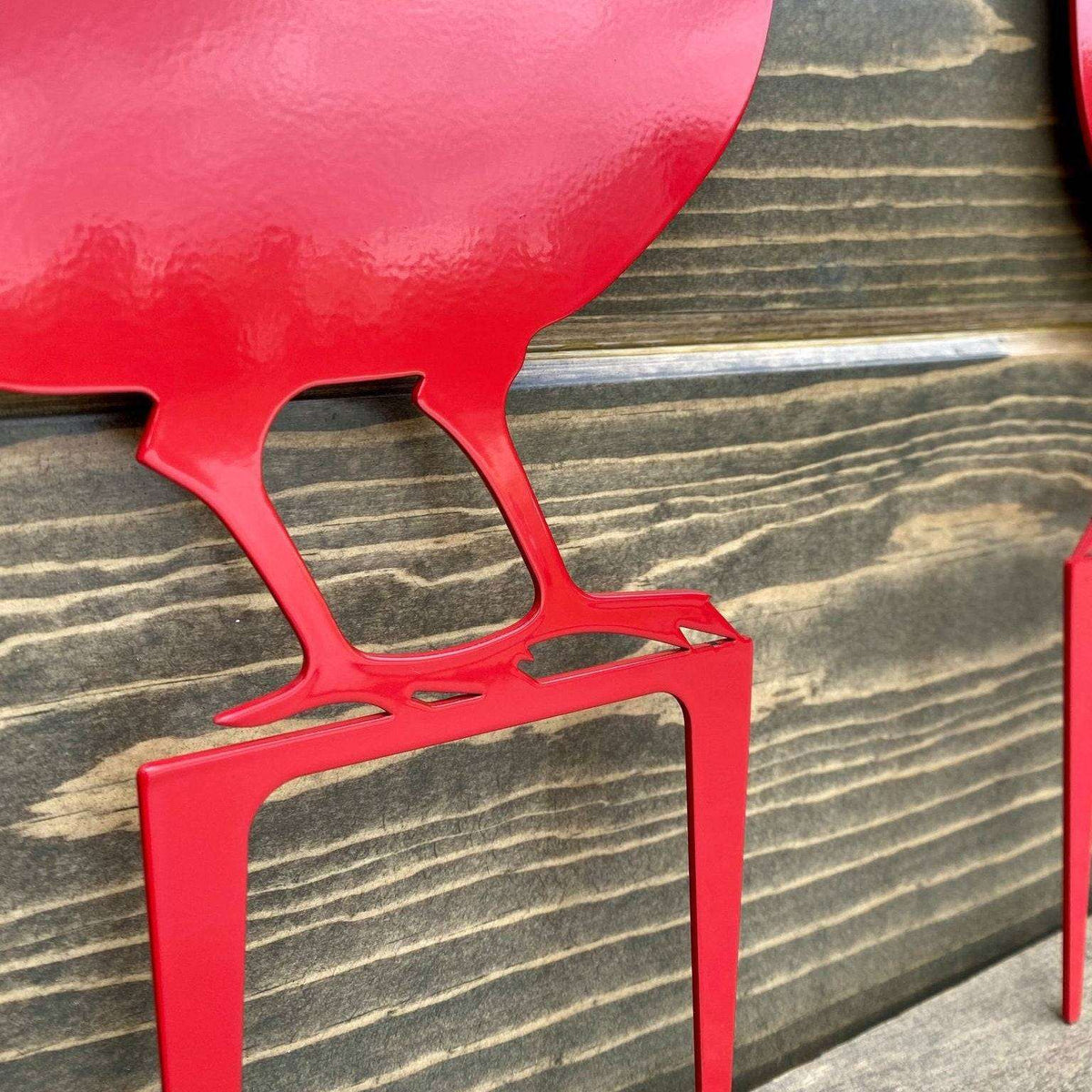 Matte red metal cardinal bird lawn ornament, custom outdoor powder coated steel garden décor, farmhouse front door sign accent, rustic yard art
