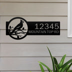 Personalized cardinals house number sign, front door outdoor metal décor, custom color sign with bird design on house exterior