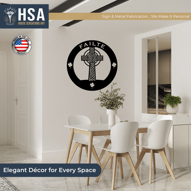 Celtic Cross Family Metal Wall Decor Name Sign Personalized Wall Cross Decor, Outdoor Indoor Plaque - TTS - HouseSensationsArt