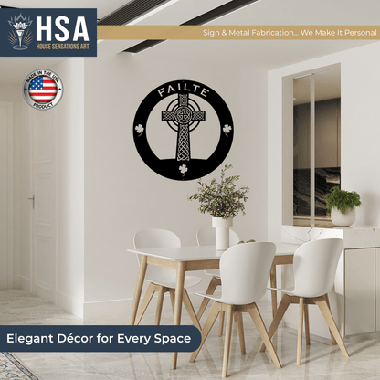 Celtic Cross Family Metal Wall Decor Name Sign Personalized Wall Cross Decor, Outdoor Indoor Plaque - TTS - HouseSensationsArt