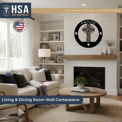 Celtic Cross Family Metal Wall Decor Name Sign Personalized Wall Cross Decor, Outdoor Indoor Plaque - TTS - HouseSensationsArt