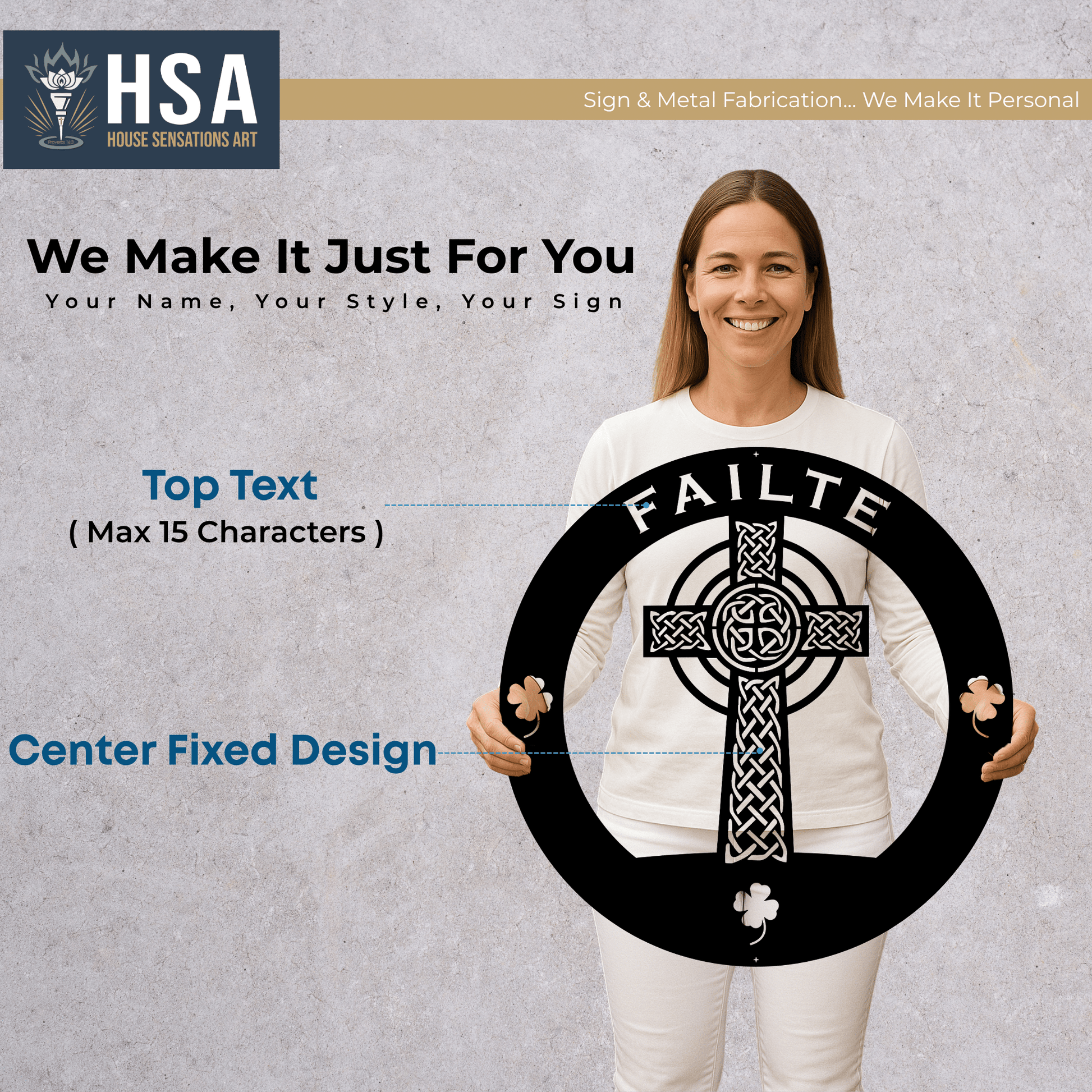 Celtic Cross Family Metal Wall Decor Name Sign Personalized Wall Cross Decor, Outdoor Indoor Plaque - TTS - HouseSensationsArt