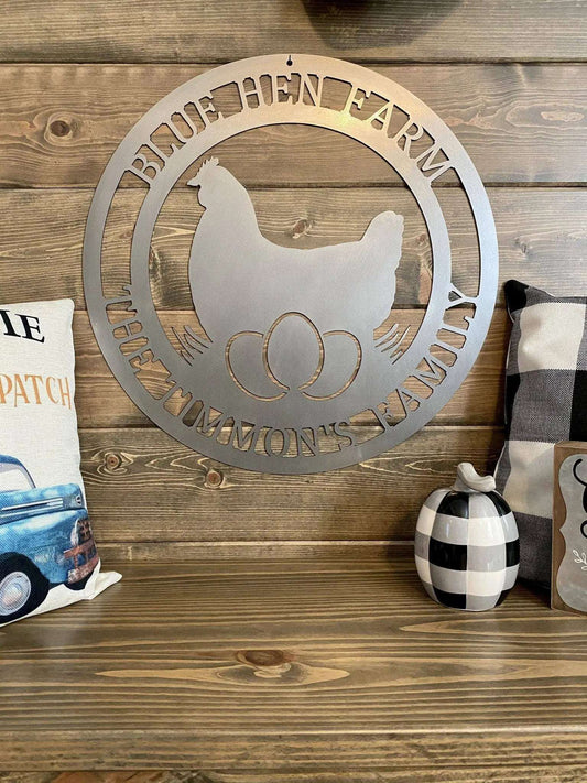 Chicken Laying Eggs Farm Sign - Custom Metal House Number Plaque - Perfect for Outdoor Decor in Gardens, Yards, or Farms - Ideal Housewarming Gift for Animal Lovers - HouseSensationsArt