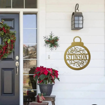Christmas Ornament Wall Decor - Customizable Metal Door Decor - Personalized Welcome Sign - Durable, Rust - Resistant, Perfect for Home, Porch, and Garden – Unique Seasonal Gift - HouseSensationsArt