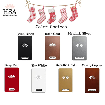 Christmas Stocking Name Tags Metal With Snowflake - Custom made - HouseSensationsArt