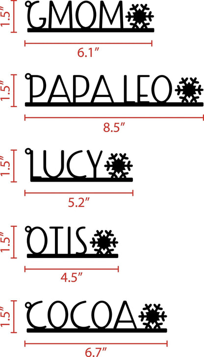Christmas Stocking Name Tags Metal With Snowflake - Custom made - HouseSensationsArt