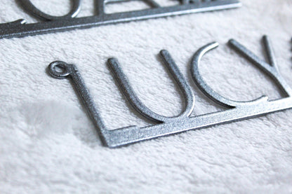 Christmas Stocking Name Tags Metal With Snowflake - Custom made - HouseSensationsArt