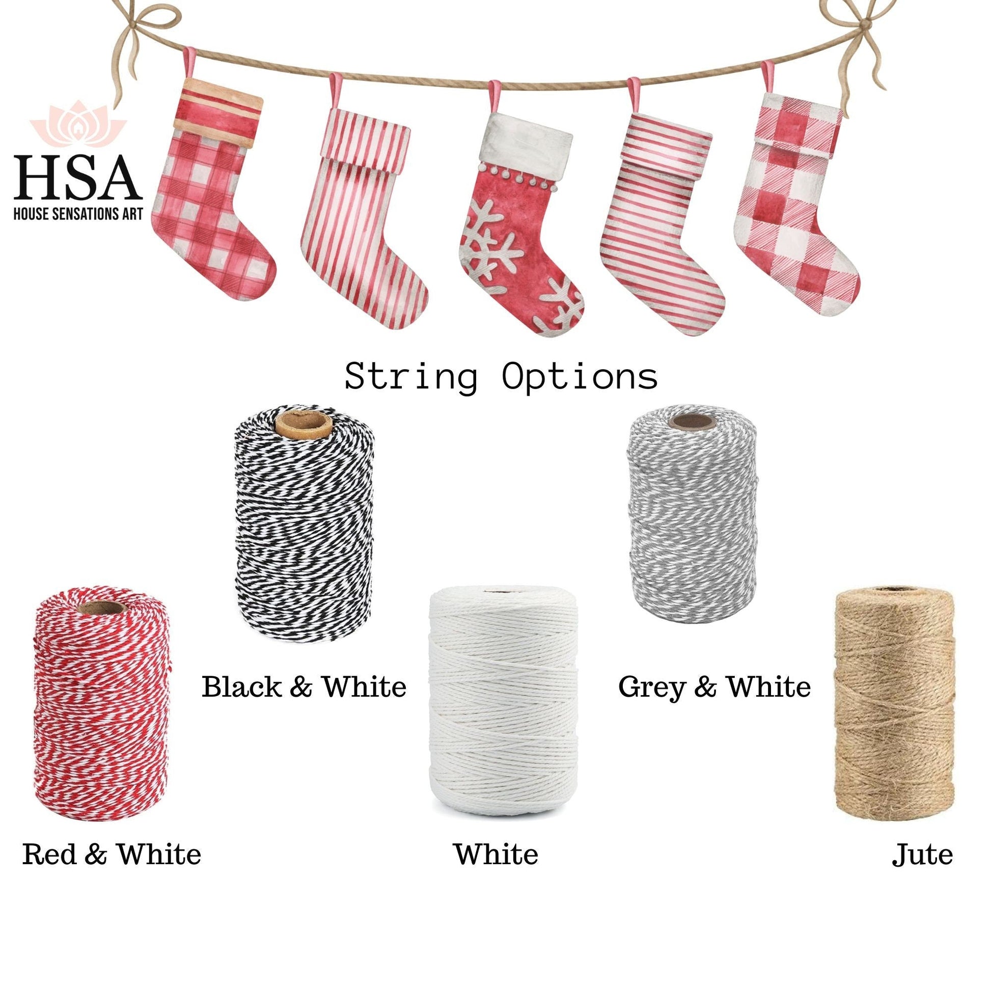 Christmas Stocking Name Tags Metal With Snowflake - Custom made string options