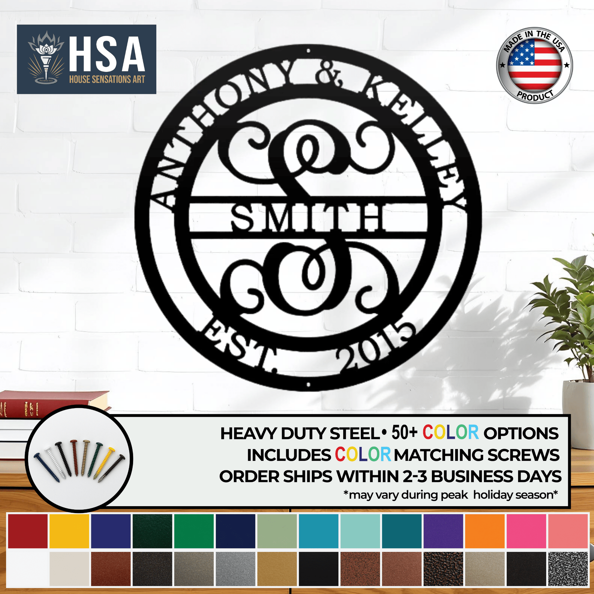 Couples Monogram Established Sign – Celebrate Your Home & Love - HouseSensationsArt