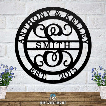 Couples Monogram Established Sign – Celebrate Your Home & Love - HouseSensationsArt