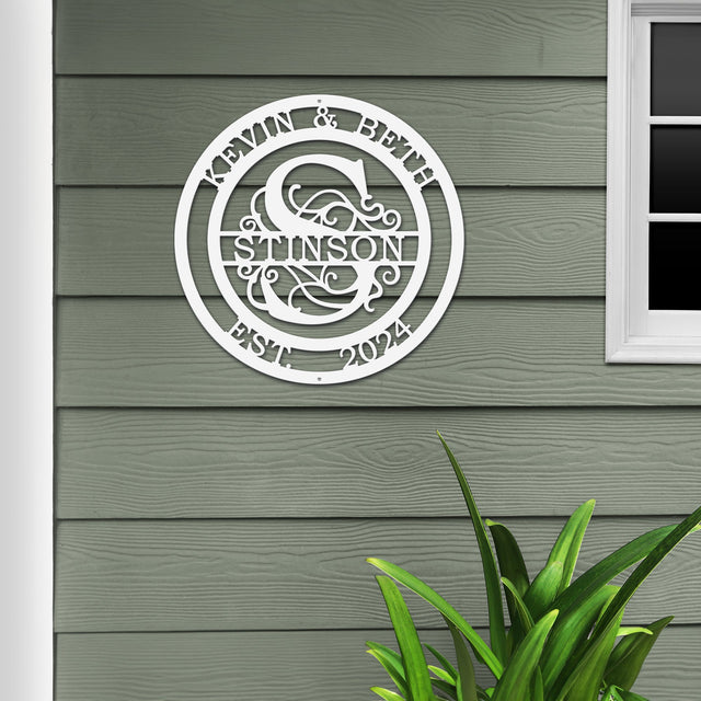 Couple’s Monogram Established Sign – Custom Metal Wall Art Family Sign House Sensations Art