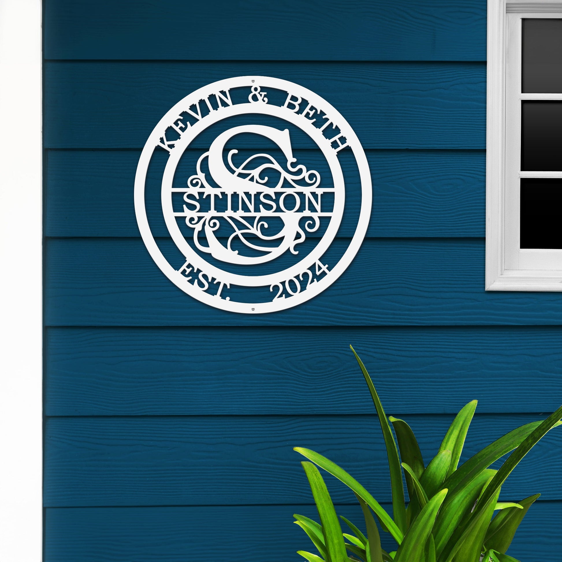 Couple’s Monogram Established Sign – Custom Metal Wall Art Family Sign House Sensations Art
