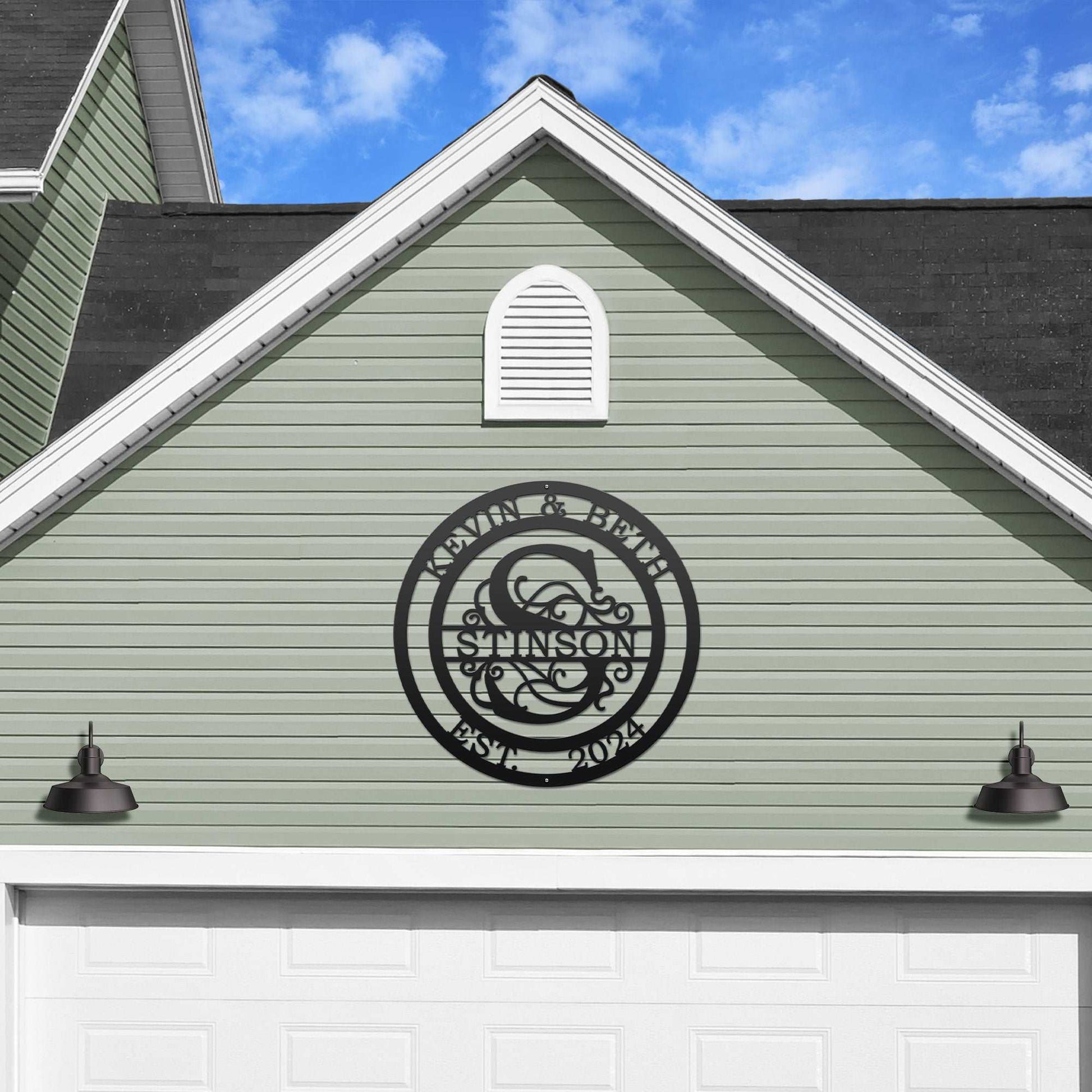 Couple’s Monogram Established Sign – Custom Metal Wall Art Family Sign House Sensations Art
