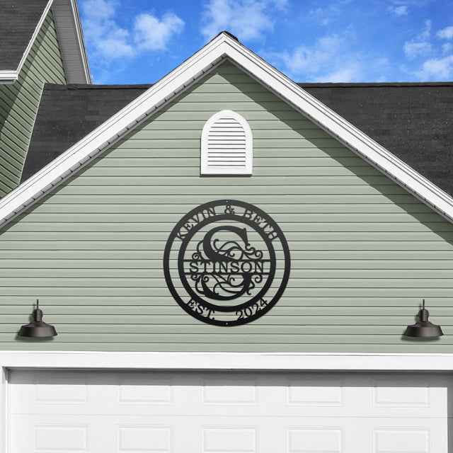 Couple’s Monogram Established Sign – Custom Metal Wall Art Family Sign House Sensations Art